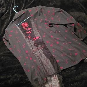 Blackcraft Cult Mesh Back Rose Cardigan Size L